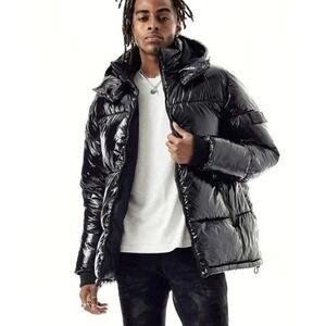 Rebel Minds Puffer Coat BlackW/ Removable Hood Sz. Large